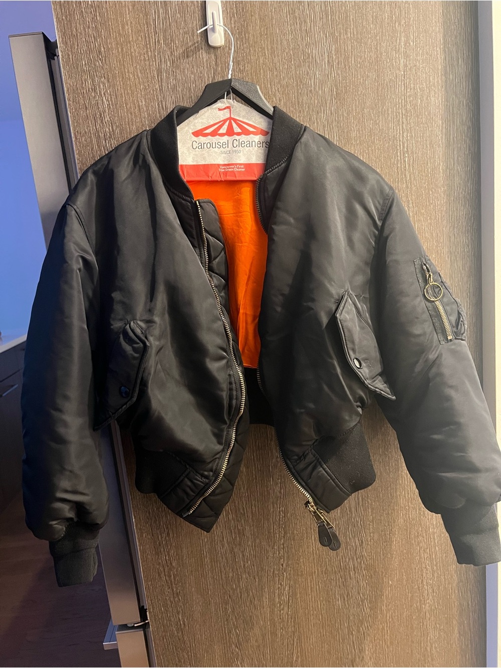 Balenciaga Black Jacket with Orange Lining and Branded Hardware